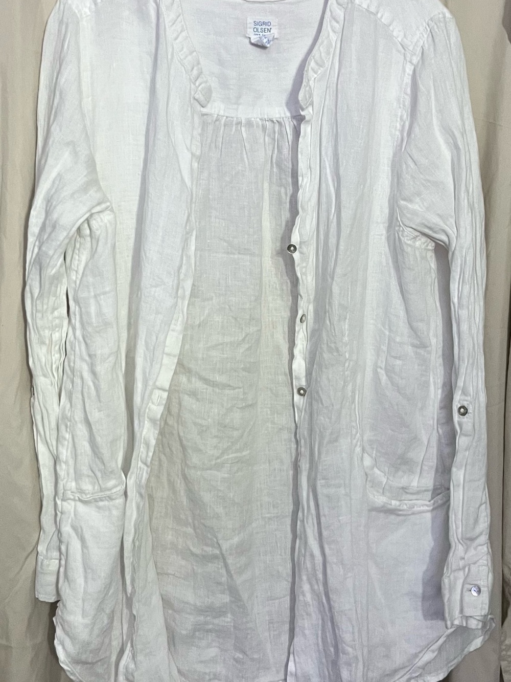 Sigrid Olsen Lightweight White Linen Shirt Jacket